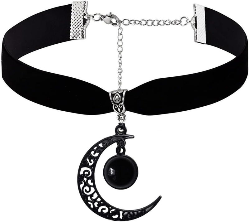 Cicod Gothic Black Velvet Goth Choker Necklace for Women,Cameo Black Choker Crow Skull Pendant Necklace Vintage Collar Skull Necklace Gothic Jewelry - Image 1